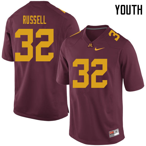 Youth #32 Joe Russell Minnesota Golden Gophers College Football Jerseys Sale-Maroon